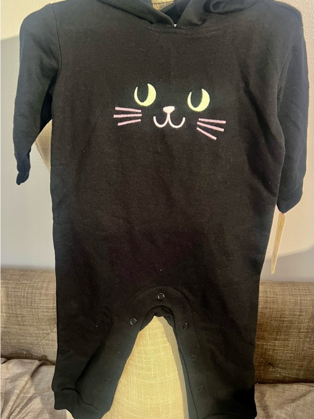 Cat & Jack Black Bodysuit with Cat Face